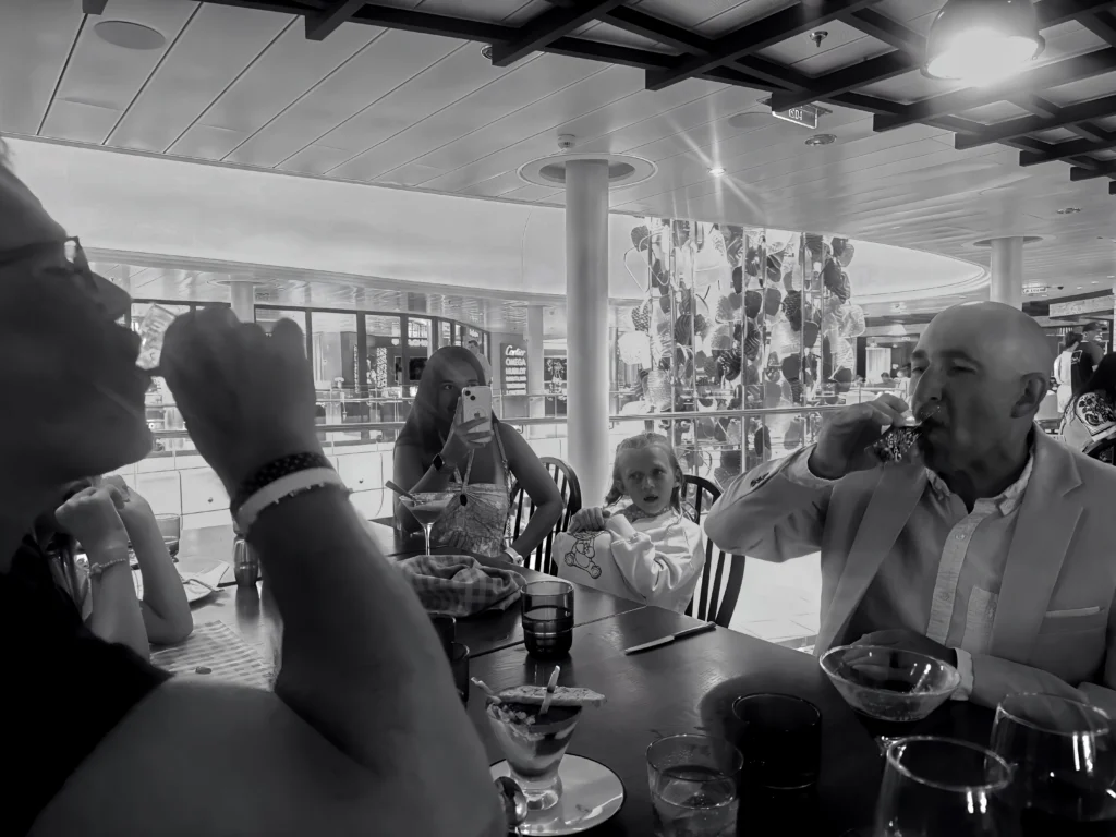 Jägermeister shots during a group dinner at Giovanni's Italian Kitchen on Odyssey of the Seas