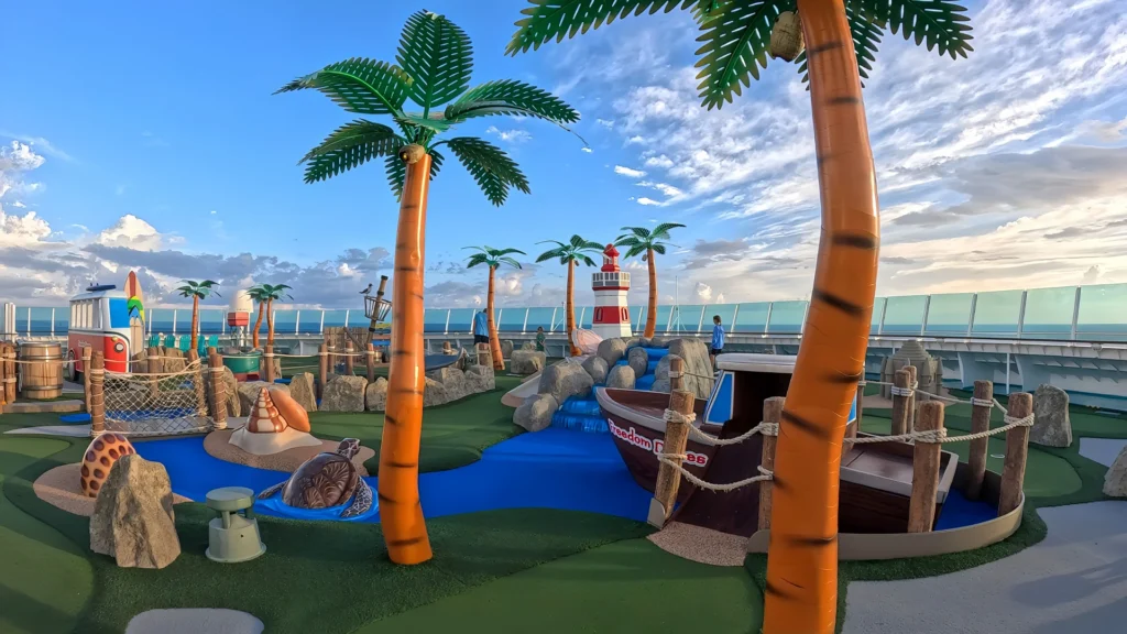 The mini golf course on Freedom of the Seas