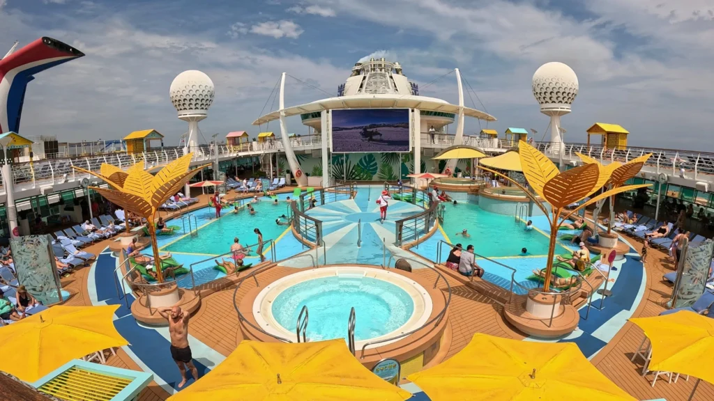 The main pool deck on Freedom of the Seas