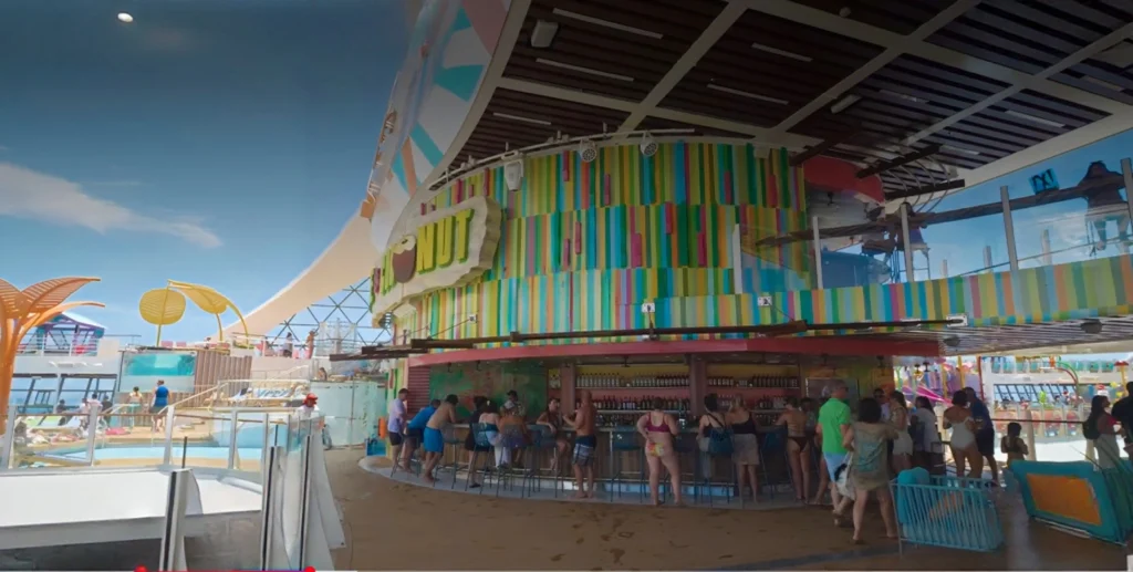 The Lime and Coconut bar on the pool deck on Utopia of the Seas
