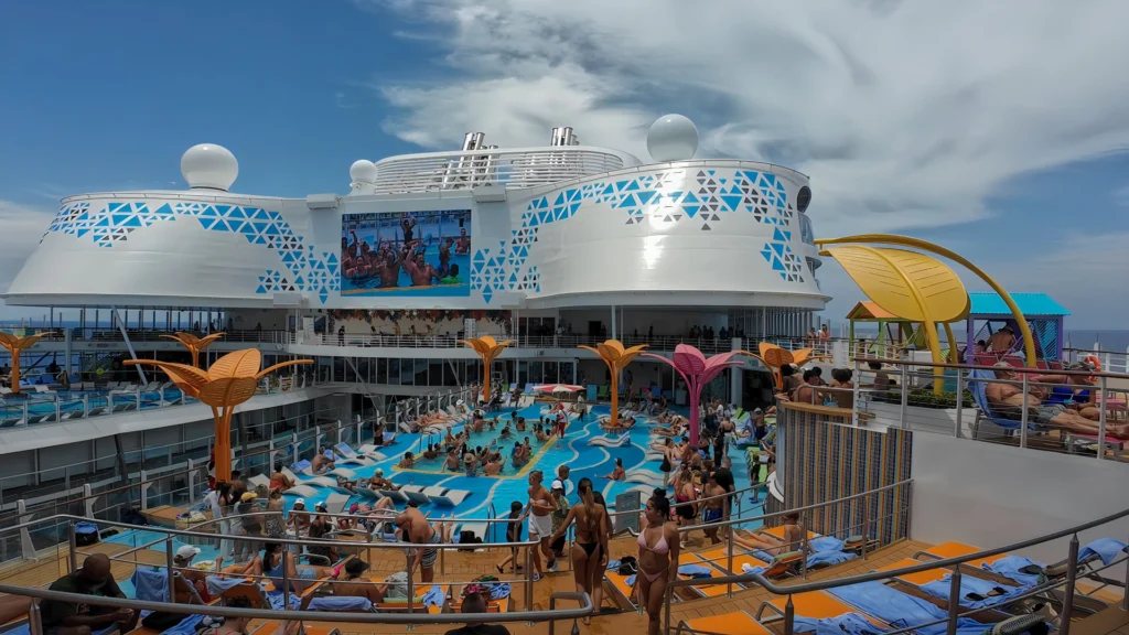 The main pool deck area on Utopia of the Seas
