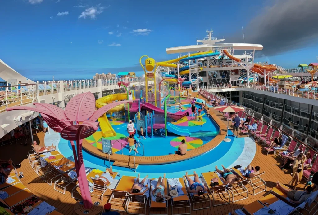 Water-play features at Splashaway Bay on Utopia of the Seas